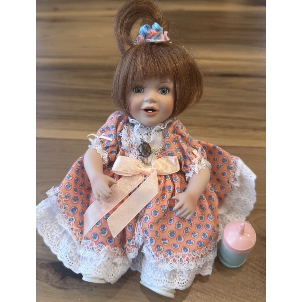 Marie Osmond Debbie Tiny Tot Doll Red Hair Green Eyes Bottle Necklace